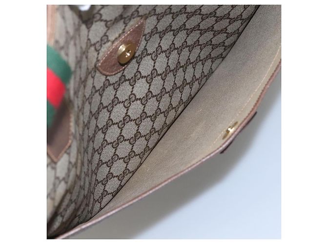 GUCCI GG Supreme Web Sherry Line Borsa Tote PVC Beige Verde Rosso Auth BA943 - vista 20
