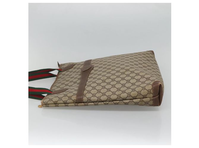 GUCCI GG Supreme Web Sherry Line Borsa Tote PVC Beige Verde Rosso Auth BA943 - vista 3