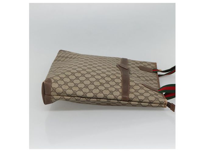GUCCI GG Supreme Web Sherry Line Borsa Tote PVC Beige Verde Rosso Auth BA943 - vista 4