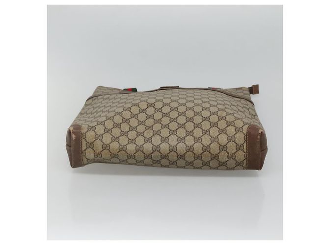 GUCCI GG Supreme Web Sherry Line Borsa Tote PVC Beige Verde Rosso Auth BA943 - vista 5