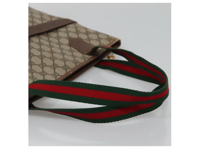 GUCCI GG Supreme Web Sherry Line Borsa Tote PVC Beige Verde Rosso Auth BA943 - vista 7
