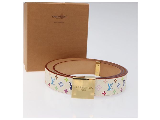 LOUIS VUITTON Multicolor Gürtel Care 34,6"" Weiß M9682 LV Auth ac3693 - Ansicht 12