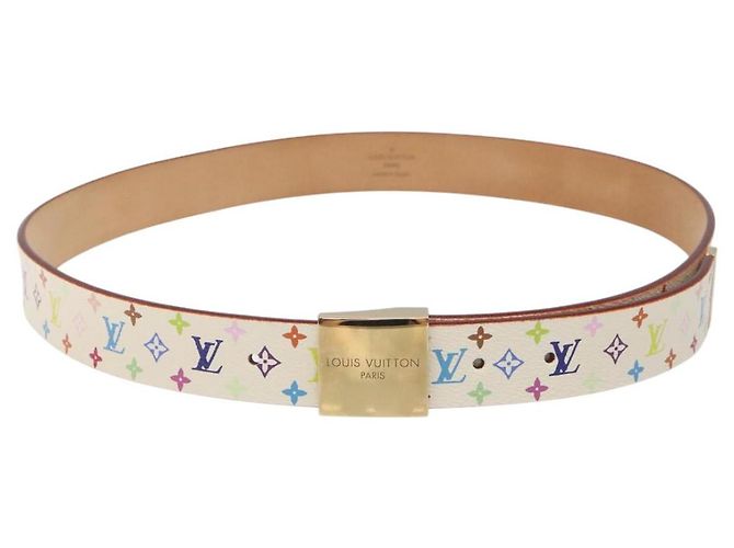 LOUIS VUITTON Multicolor Gürtel Care 34,6"" Weiß M9682 LV Auth ac3693 - Ansicht 2
