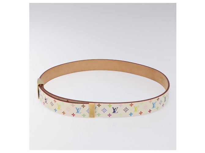 LOUIS VUITTON Multicolor Gürtel Care 34,6"" Weiß M9682 LV Auth ac3693 - Ansicht 4