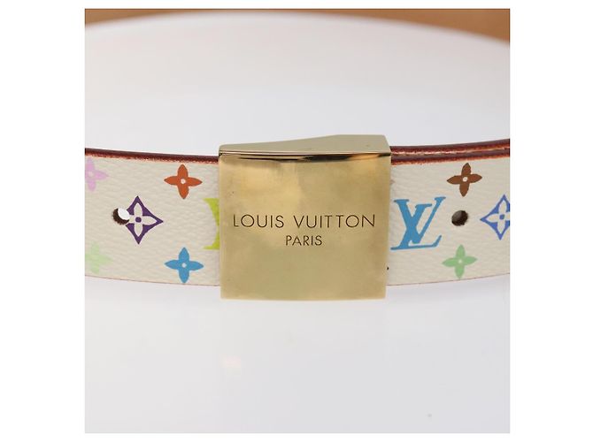 LOUIS VUITTON Multicolor Gürtel Care 34,6"" Weiß M9682 LV Auth ac3693 - Ansicht 6
