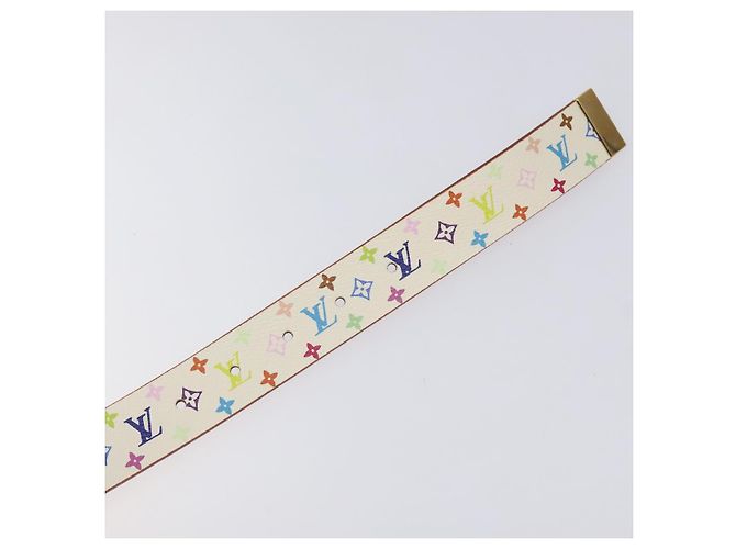 LOUIS VUITTON Multicolor Gürtel Care 34,6"" Weiß M9682 LV Auth ac3693 - Ansicht 8