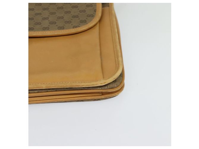 Gucci Sac à épaule Micro GG Supreme en PVC cuir marron doré Auth sw188 - vue 14