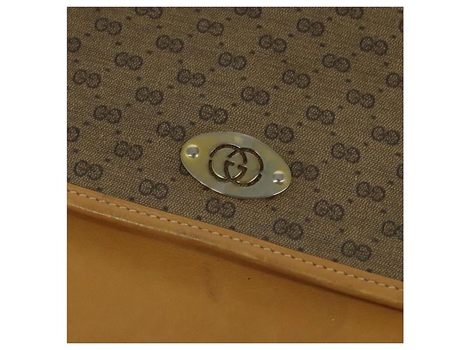 Gucci Sac à épaule Micro GG Supreme en PVC cuir marron doré Auth sw188 - vue 17
