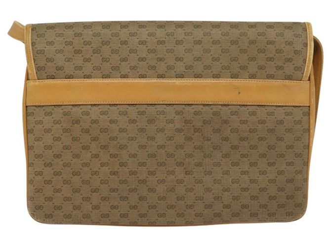 Gucci Sac à épaule Micro GG Supreme en PVC cuir marron doré Auth sw188 - vue 2