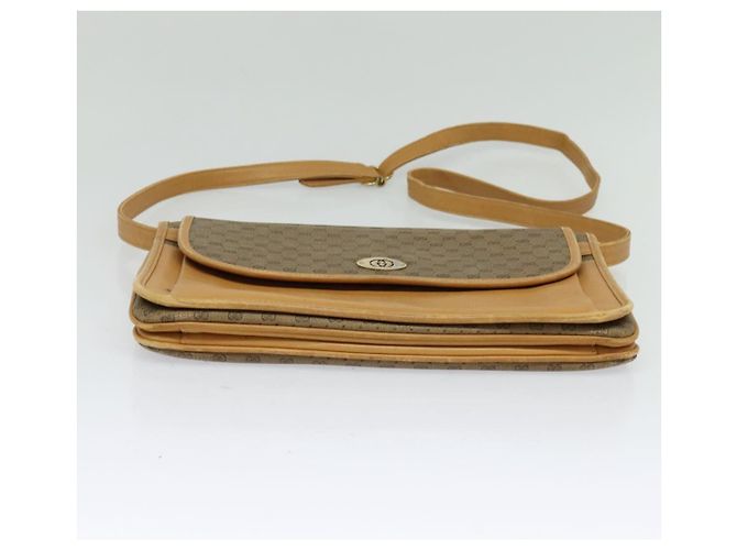 Gucci Sac à épaule Micro GG Supreme en PVC cuir marron doré Auth sw188 - vue 5