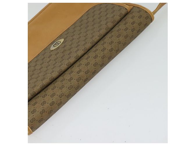 Gucci Sac à épaule Micro GG Supreme en PVC cuir marron doré Auth sw188 - vue 6