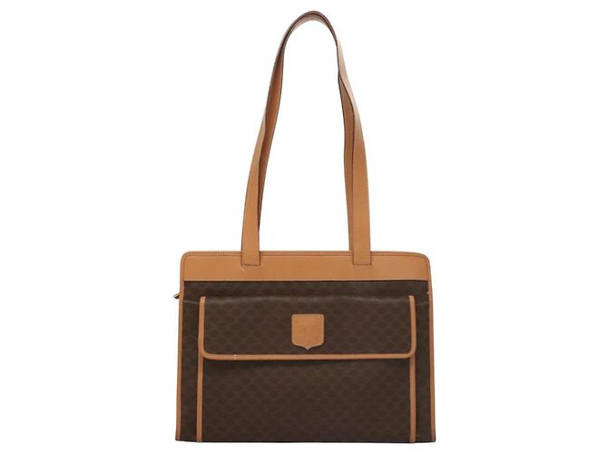 Céline Borsa a spalla in tela Macadam CELINE in pelle PVC marrone oro Auth sw165 D'oro - vista 13