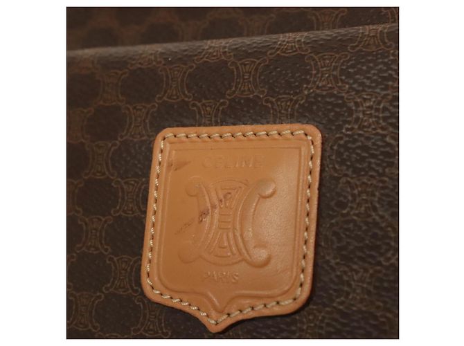Céline Borsa a spalla in tela Macadam CELINE in pelle PVC marrone oro Auth sw165 D'oro - vista 18
