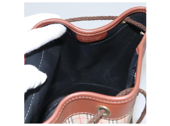 Autre Marque Borsa a spalla Burberrys Nova Check in tela beige Auth sw231 - vista 17
