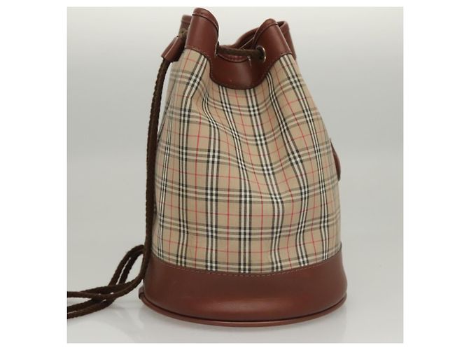 Autre Marque Borsa a spalla Burberrys Nova Check in tela beige Auth sw231 - vista 4