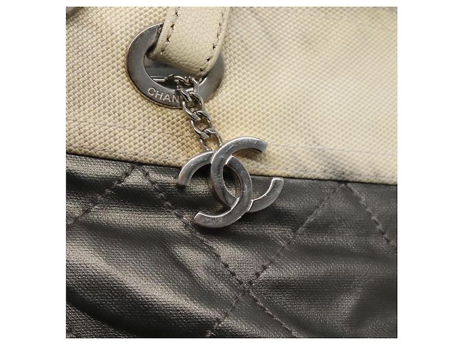 CHANEL Paris Biarritz PM Tote Bag Beschichtete Leinwand Silber CC Auth bs23887 - Ansicht 10
