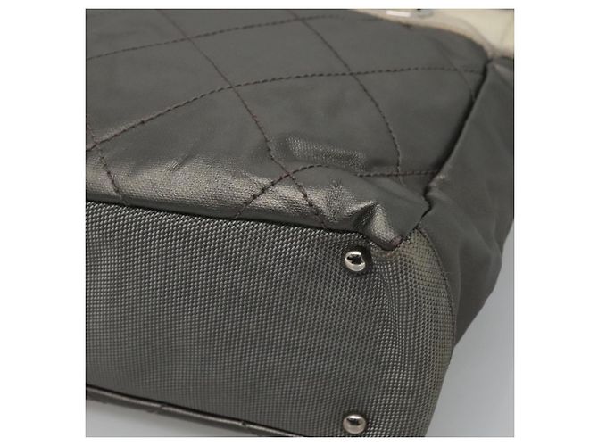 CHANEL Paris Biarritz PM Tote Bag Beschichtete Leinwand Silber CC Auth bs23887 - Ansicht 15