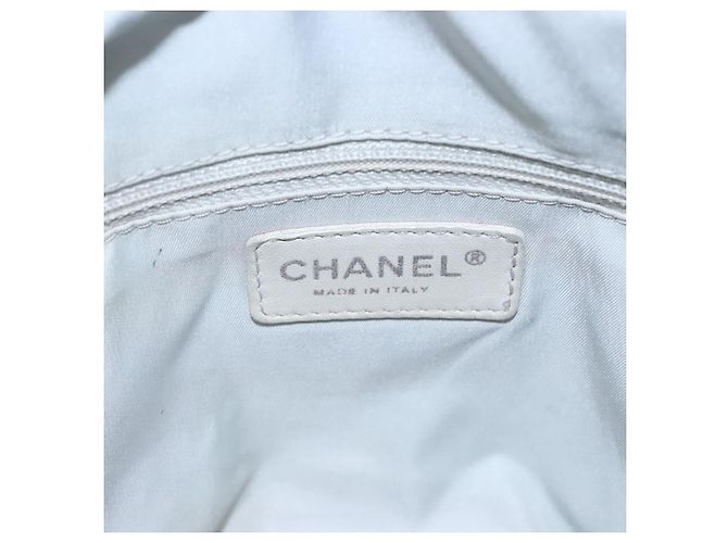 CHANEL Paris Biarritz PM Tote Bag Beschichtete Leinwand Silber CC Auth bs23887 - Ansicht 18