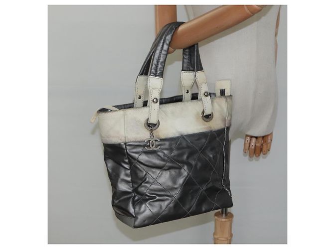 CHANEL Paris Biarritz PM Tote Bag Beschichtete Leinwand Silber CC Auth bs23887 - Ansicht 23