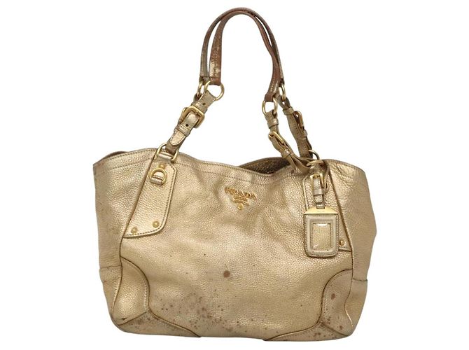PRADA Tote Bag Leder Goldton Auth EC905 - Ansicht 13