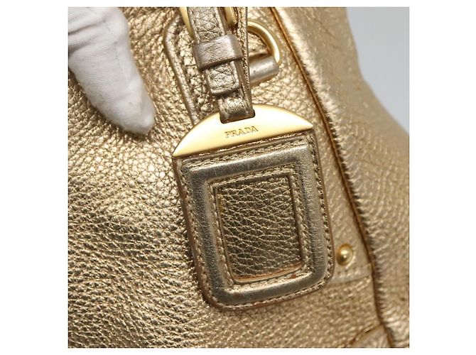 PRADA Tote Bag Leder Goldton Auth EC905 - Ansicht 17