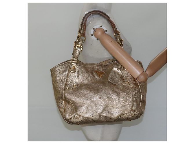 PRADA Tote Bag Leder Goldton Auth EC905 - Ansicht 23