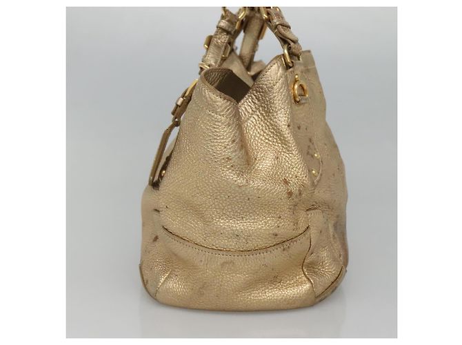 PRADA Tote Bag Leder Goldton Auth EC905 - Ansicht 4