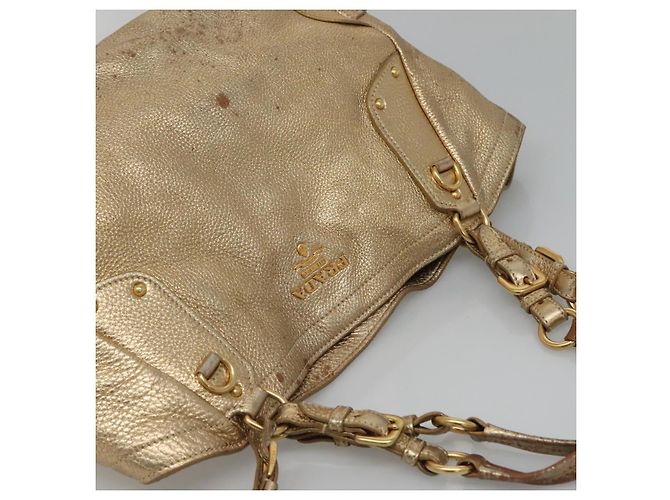 PRADA Tote Bag Leder Goldton Auth EC905 - Ansicht 6