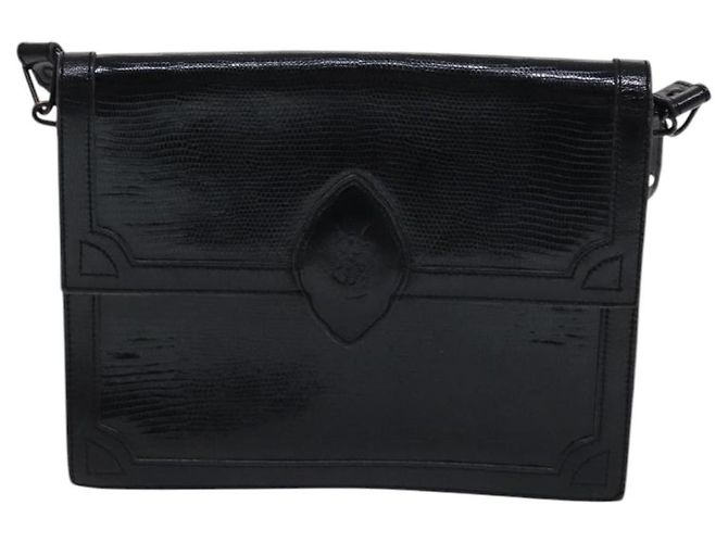 Saint Laurent Borsa a spalla in pelle goffrata nera Auth sw162 Nero - vista 13