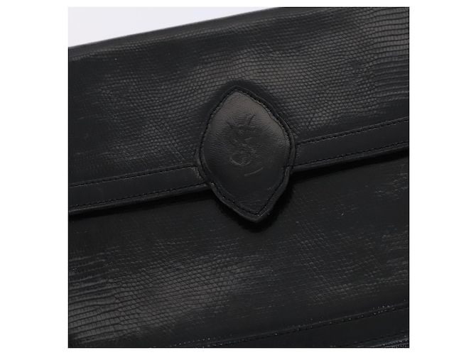 Saint Laurent Borsa a spalla in pelle goffrata nera Auth sw162 Nero - vista 17