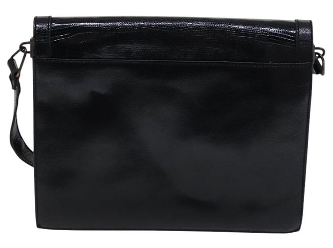 Saint Laurent Borsa a spalla in pelle goffrata nera Auth sw162 Nero - vista 2