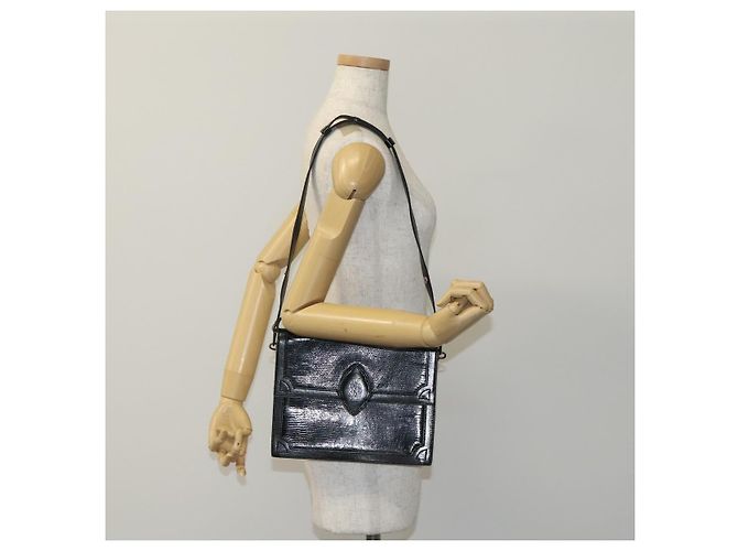 Saint Laurent Borsa a spalla in pelle goffrata nera Auth sw162 Nero - vista 21