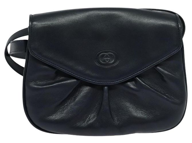 Gucci Borsa a spalla in pelle blu navy Auth BA849 - vista 13