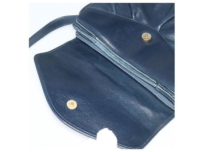 Gucci Borsa a spalla in pelle blu navy Auth BA849 - vista 9