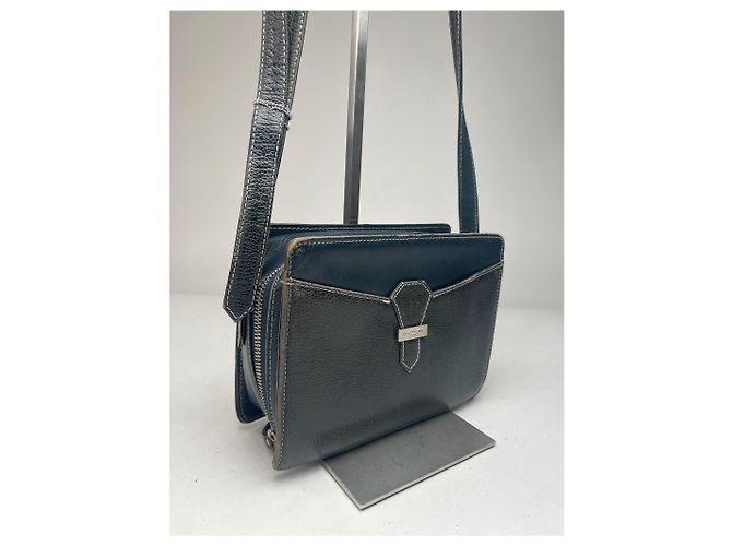 Vintage Courreges Paris Leder Tasche Schwarz - Ansicht 11