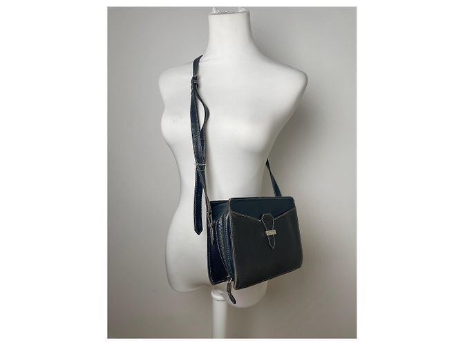 Vintage Courreges Paris Leder Tasche Schwarz - Ansicht 2