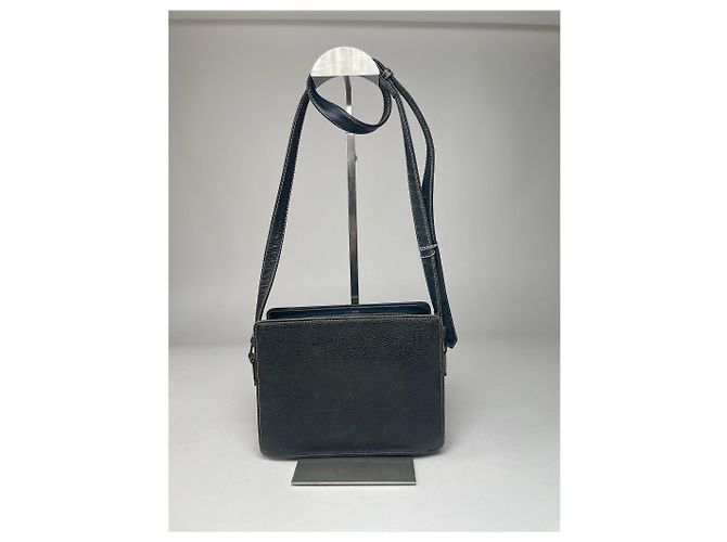 Vintage Courreges Paris Leder Tasche Schwarz - Ansicht 3