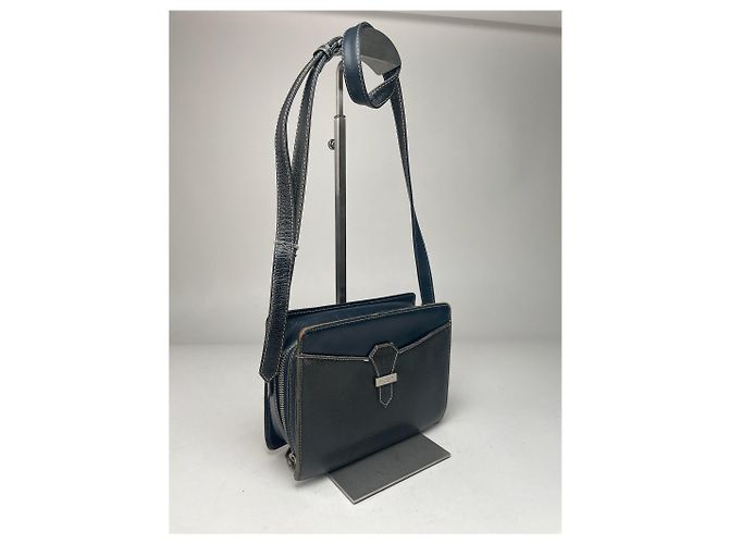 Vintage Courreges Paris Leder Tasche Schwarz - Ansicht 6