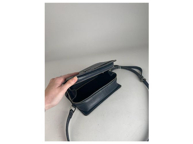 Vintage Courreges Paris Leder Tasche Schwarz - Ansicht 7