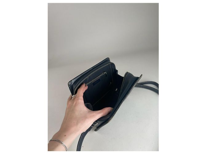 Vintage Courreges Paris Leder Tasche Schwarz - Ansicht 9