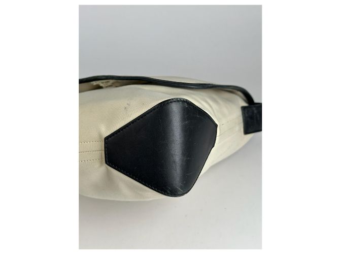 Vintage Loewe Canvas Leder Schultertasche schwarz-weiß - Ansicht 11