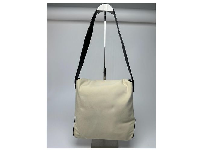 Vintage Loewe Canvas Leder Schultertasche schwarz-weiß - Ansicht 3