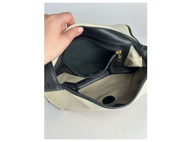Vintage Loewe Canvas Leder Schultertasche schwarz-weiß - Ansicht 6