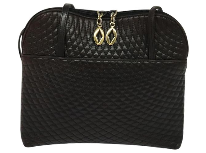 BALLY Gepolsterte Schultertasche aus Leder Dunkelbraun Auth sw159 - Ansicht 13
