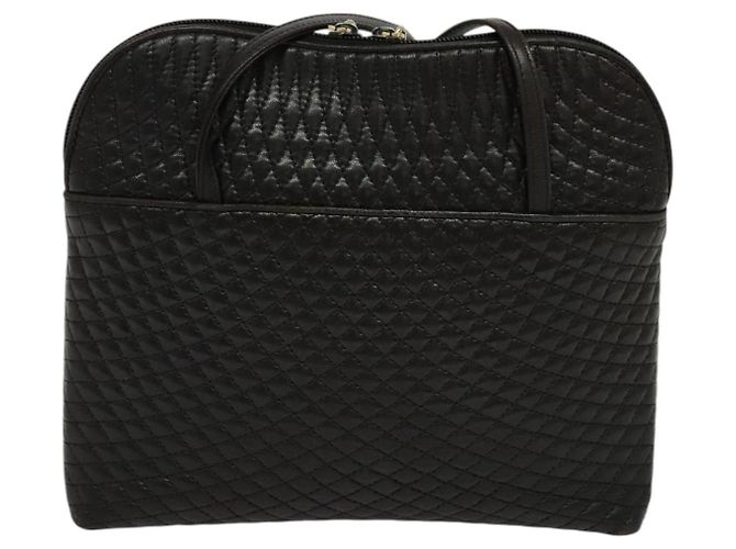 BALLY Gepolsterte Schultertasche aus Leder Dunkelbraun Auth sw159 - Ansicht 2