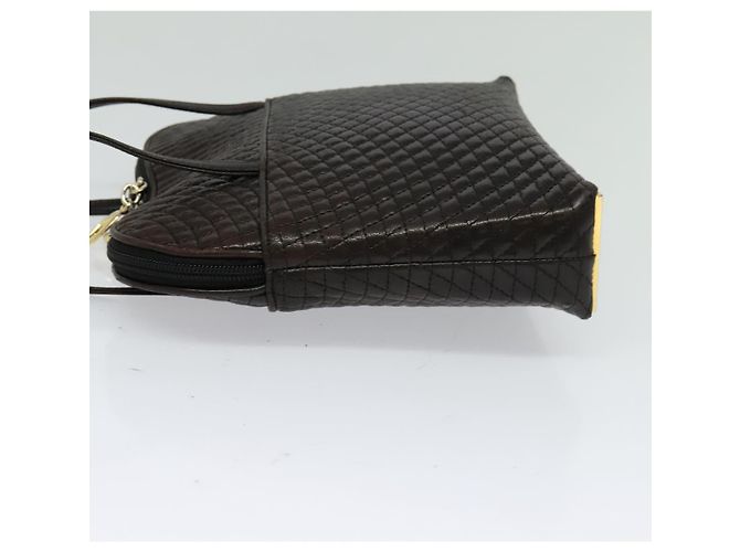 BALLY Gepolsterte Schultertasche aus Leder Dunkelbraun Auth sw159 - Ansicht 3