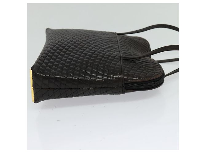 BALLY Gepolsterte Schultertasche aus Leder Dunkelbraun Auth sw159 - Ansicht 4