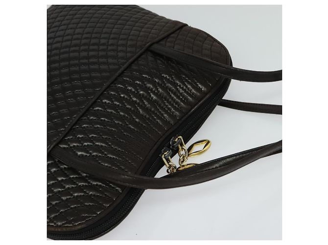 BALLY Gepolsterte Schultertasche aus Leder Dunkelbraun Auth sw159 - Ansicht 6