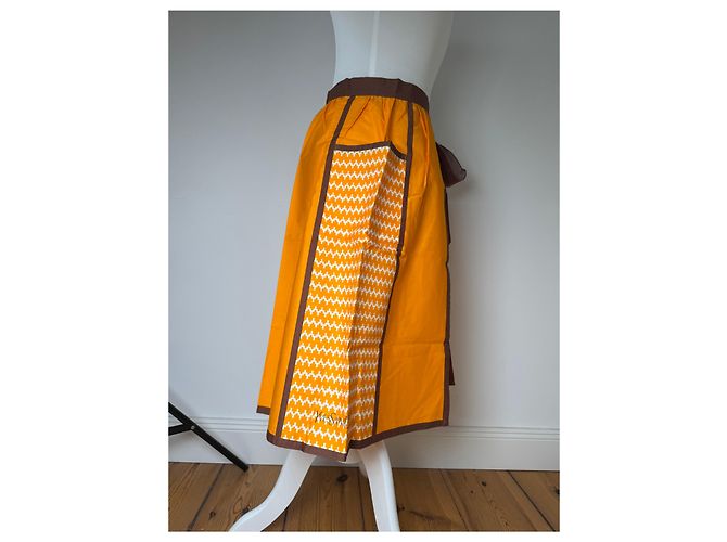 Gonna vintage Yves Saint Laurent nera e gialla Arancione - vista 3