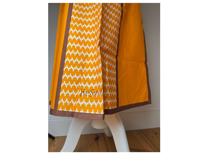 Gonna vintage Yves Saint Laurent nera e gialla Arancione - vista 4